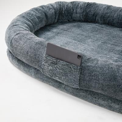 Show full view: Xbrigh No-Assembly Design Washable Plush Faux Fur Adult Dog Bed with Side Pockets & Handle, Gray, Jumbo slide 5 of 9