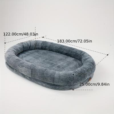 Show full view: Xbrigh No-Assembly Design Washable Plush Faux Fur Adult Dog Bed with Side Pockets & Handle, Gray, Jumbo slide 4 of 9