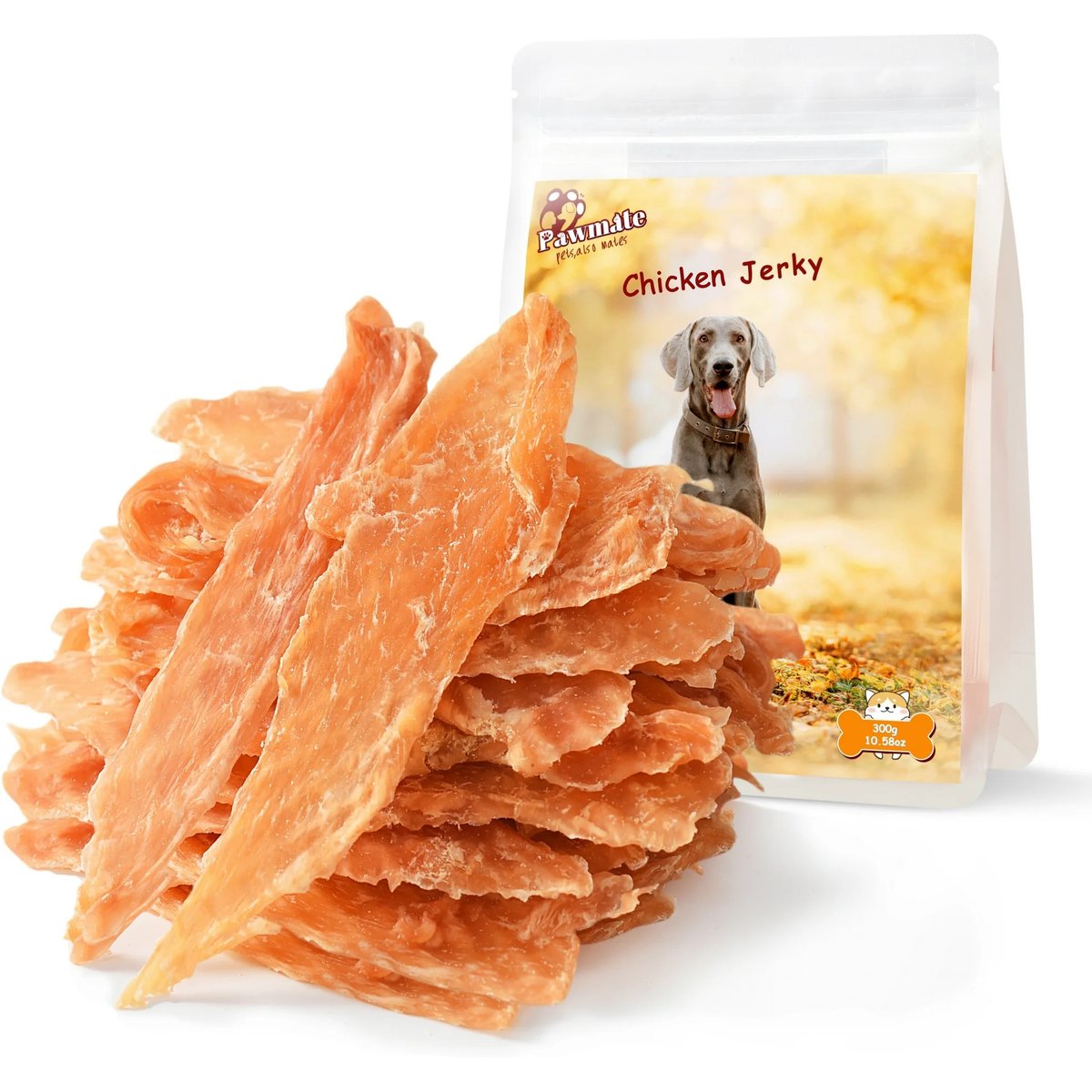 Pawmate Chicken Low-Fat Jerky Dog Treats, 11-oz bag