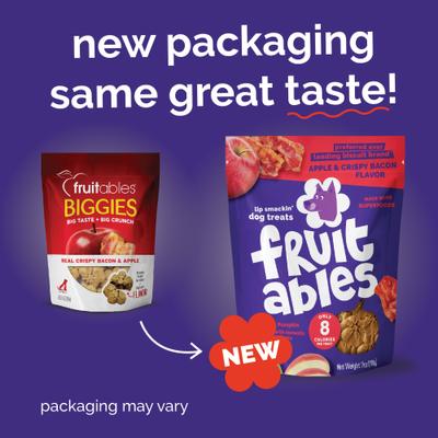 Show full view: Fruitables Crispy Bacon & Apple Flavor Dog Treats, 7-oz bag slide 3 of 13