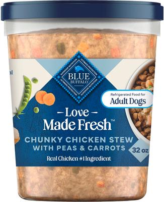 Blue Buffalo Love Made Fresh Chunky Chicken Stew with Carrots & Peas Fresh Refrigerated Dog Food, 2-lb tub, case of 4