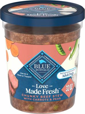 Blue Buffalo Love Made Fresh Chunky Beef Stew with Carrots & Peas Fresh Refrigerated Dog Food, 2-lb tub, case of 4
