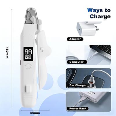 Show full view: Pawward 2-in-1 Dog & Cat Nail Clipper & Grinder with LED Screen, White slide 8 of 8