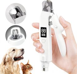 Pawward 2-in-1 Dog & Cat Nail Clipper & Grinder with LED Screen, White