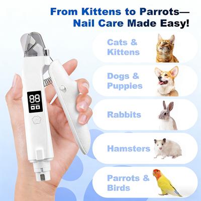 Show full view: Pawward 2-in-1 Dog & Cat Nail Clipper & Grinder with LED Screen, White slide 6 of 8