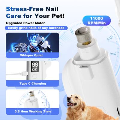 Show full view: Pawward 2-in-1 Dog & Cat Nail Clipper & Grinder with LED Screen, White slide 3 of 8