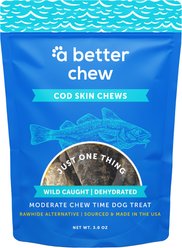 A Better Treat Long Lasting Wild Caught Cod Skin Natural Cat Chew Treats, 3-oz bag
