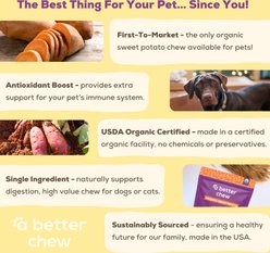 A Better Treat Long Lasting Single Ingredient Organic Sweet Potato Natural Dog Chew Treats, 10-oz bag slide 2 of 6