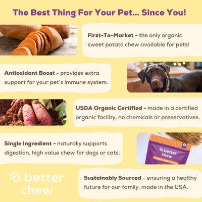 Show full view: A Better Treat Long Lasting Single Ingredient Organic Sweet Potato Natural Dog Chew Treats, 10-oz bag slide 4 of 7
