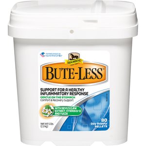 Absorbine Bute-Less with Devil’s Claw, Vitamin B-12 & Yucca Comfort & Recovery Support Pellets Horse Supplement, 5-lb tub