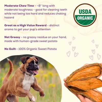Show full view: A Better Treat Long Lasting Single Ingredient Organic Sweet Potato Natural Dog Chew Treats, 10-oz bag slide 5 of 7