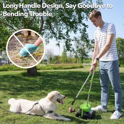 Show full view: UPSKY 33.4-in Stainless Steel Odor-Proof Lid Long Handle Heavy Duty Dog Pooper Scooper Swivel Bin & Rake Kit with 100 Waste Bags, Green slide 7 of 8