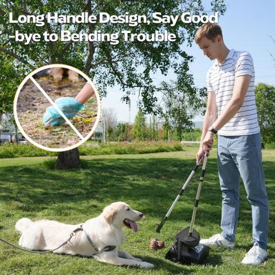 Show full view: UPSKY 33.4-in Stainless Steel Odor-Proof Lid Long Handle Heavy Duty Dog Pooper Scooper Swivel Bin & Rake Kit with 100 Waste Bags, Black slide 7 of 8