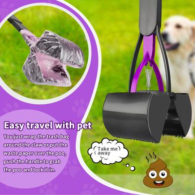 Show full view: UPSKY 32-in Portable Long Handle Dog Poop Scooper with Waste Bags, Purple slide 5 of 6