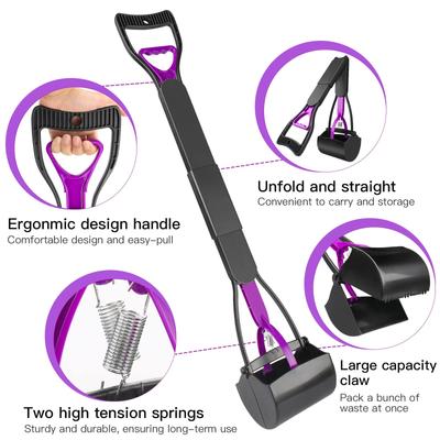 Show full view: UPSKY 32-in Portable Long Handle Dog Poop Scooper with Waste Bags, Purple slide 3 of 6