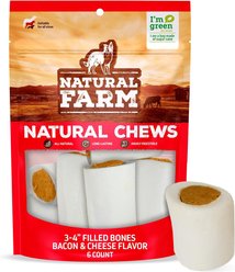 Natural Farm 3 to 4-inch Sweet Potato Flavor Stuffed Dog Bones, 6 count