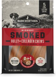 Barkworthies Smoked 5 to 6-in Bully + Collagen Dog Chews, 5 count