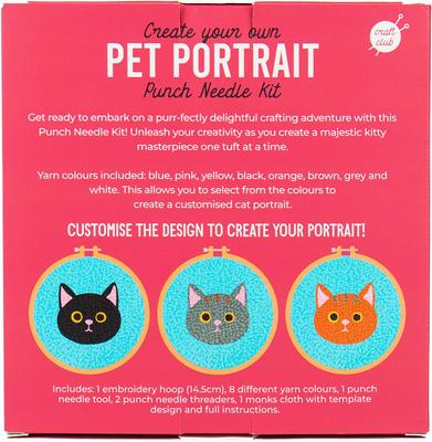 Show full view: Gift Republic Punch Needle Cat Canvas Art, Multicolor slide 3 of 5