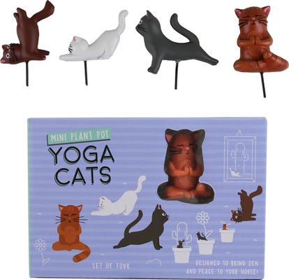 Show full view: Gift Republic Mini Plant Pot Markers Yoga Cat Garden Stone, Multicolor slide 3 of 4