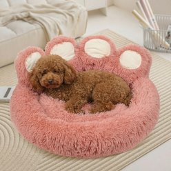 Kylinsure Round Plush Calming Donut Dog & Cat Bed, Pink, Medium slide 1 of 9