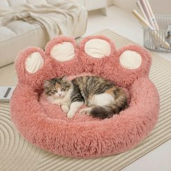 Kylinsure Round Plush Calming Donut Dog & Cat Bed, Pink, Small