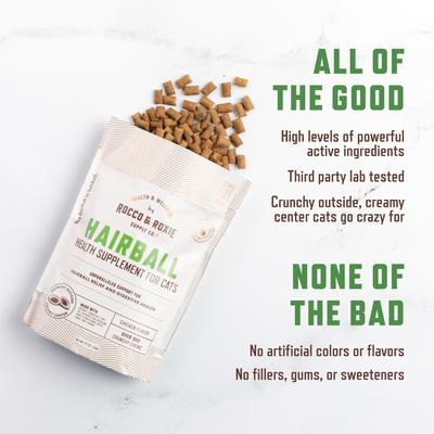 Show full view: Rocco & Roxie Supply Co. Chicken Flavored Hairball Supplements for Cats, 3.7-oz bag slide 7 of 10