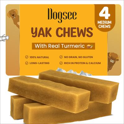 Show full view: Dogsee Himalayan Yak Cheese with Turmeric/Curcumin Dog Chew Treats, Medium, 4 count slide 1 of 10