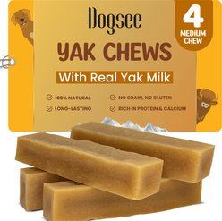 Dogsee Original Himalayan Yak Cheese Dog Chew Treats, Medium, 4 count
