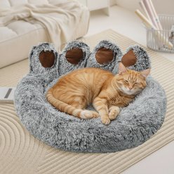 Kylinsure Round Plush Calming Donut Dog & Cat Bed, Grey, Small