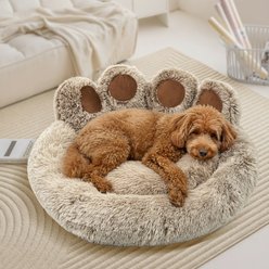 Kylinsure Round Plush Calming Donut Dog & Cat Bed, Brown, Medium