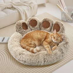 Kylinsure Round Plush Calming Donut Dog & Cat Bed, Brown, Small