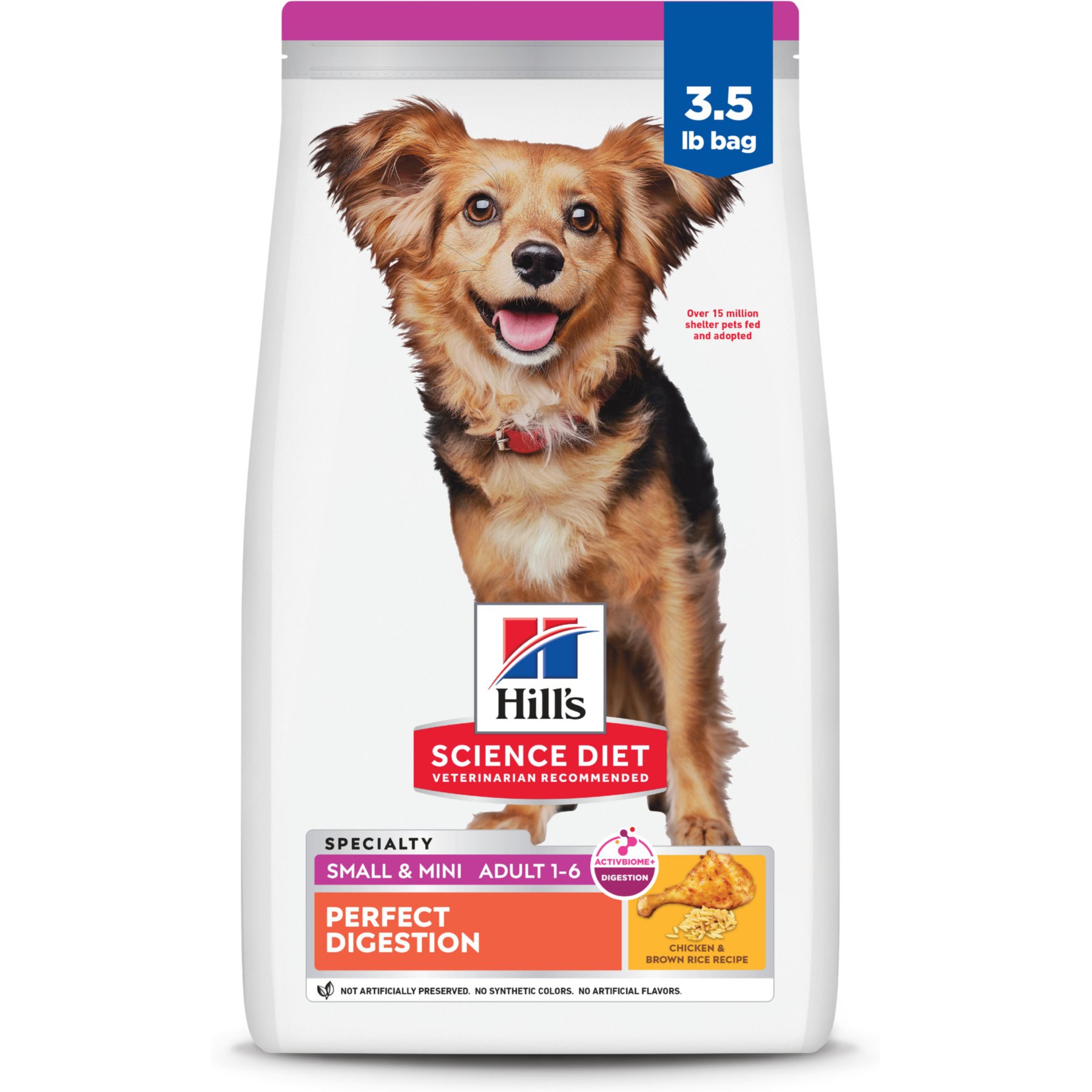 Hill's Science Diet Adult Perfect Digestion Small Breed & Mini Breed Chicken & Brown Rice Recipe Dry Dog Food, 3.5-lb bag