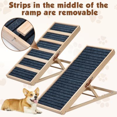 Show full view: Coziwow Adjustable Height Wooden Portable Folding Dog Ramp for Car SUV Truck, Gray, 38-in slide 5 of 11
