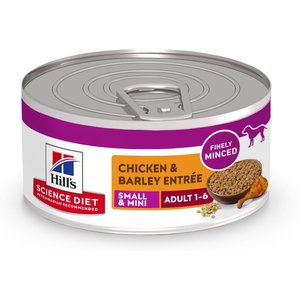 Hill's Science Diet Adult Small Breed & Mini Breed Chicken & Barley Entree Wet Dog Food, 5.8-oz can, 24 count