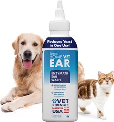 TropiClean HomeVet Enzymatic Alcohol-Free Dog & Cat Ear Wash, 4-fl oz bottle