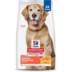 Hill's Science Diet Senior Adult 7+ Perfect Digestion Chicken Dry Dog Food, 22-lb bag