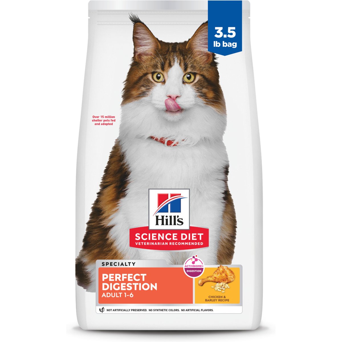 Hill's Science Diet Adult Perfect Digestion Chicken, Barley, & Whole Oats Recipe Dry Cat Food, 3.5-lb bag