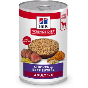 Hill's Science Diet Adult Chicken& Beef Entree Wet Dog Food, 13-oz can, case of 12