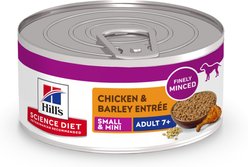 Hill's Science Diet Senior Adult 7+ Small Breed & Mini Breed Chicken & Barley Entree Wet Dog Food, 5.8-oz can, 24 count