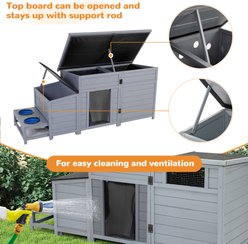 Coziwow Wooden Waterproof Outdoor Dog House with Slow Bowls & Storage Box, Grey, Large, 59-in slide 2 of 9