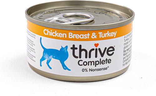 Show full view: Thrive Chicken Breast & Turkey Bits in Broth Wet Cat Food, 75-g can, case of 12 slide 3 of 5
