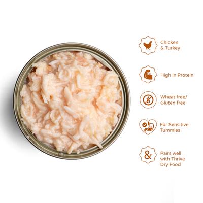 Show full view: Thrive Chicken Breast & Turkey Bits in Broth Wet Cat Food, 75-g can, case of 12 slide 5 of 5