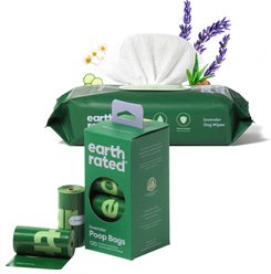 Earth Rated Lavender Scented Poop Bags, 120 count + Grooming Dog Wipes, 100 count