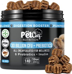 Pet Chef Cannine Probiotics & Prebiotics Peanut Butter Flavored Digestion Gut Health Supplement for Dogs, 10-oz jar