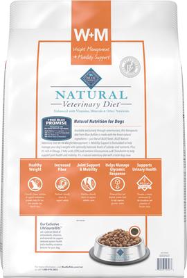 Show full view: Blue Buffalo Natural Veterinary Diet W+M Weight Management + Mobility Support Dry Dog Food, 22-lb bag slide 3 of 11