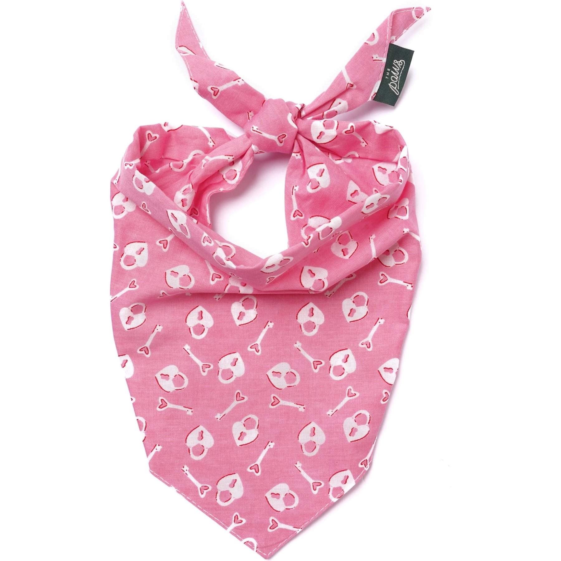 The Paws Valentine's Day Love Lock Dog & Cat Bandana, Pink, X-Large