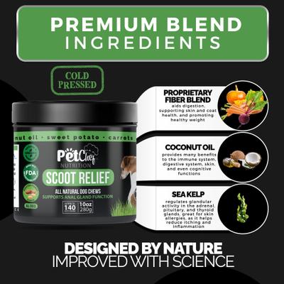 Show full view: Pet Chef Anal Gland Repair & Anal Cleaner Fixer Peanut Butter Flavored Soft Chew Immune Support for Dogs, 10-oz jar slide 7 of 9