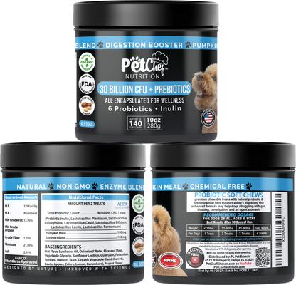 Show full view: Pet Chef Cannine Probiotics & Prebiotics Peanut Butter Flavored Digestion Gut Health Supplement for Dogs, 10-oz jar slide 3 of 11