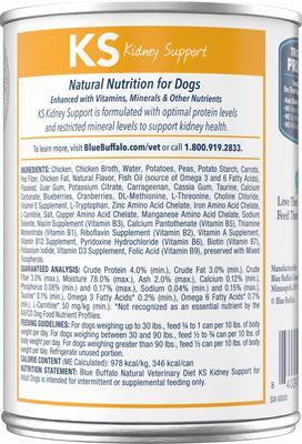 Show full view: Blue Buffalo Natural Veterinary Diet KS Kidney Support Grain-Free Wet Dog Food, 12.5-oz, case of 12 slide 3 of 13
