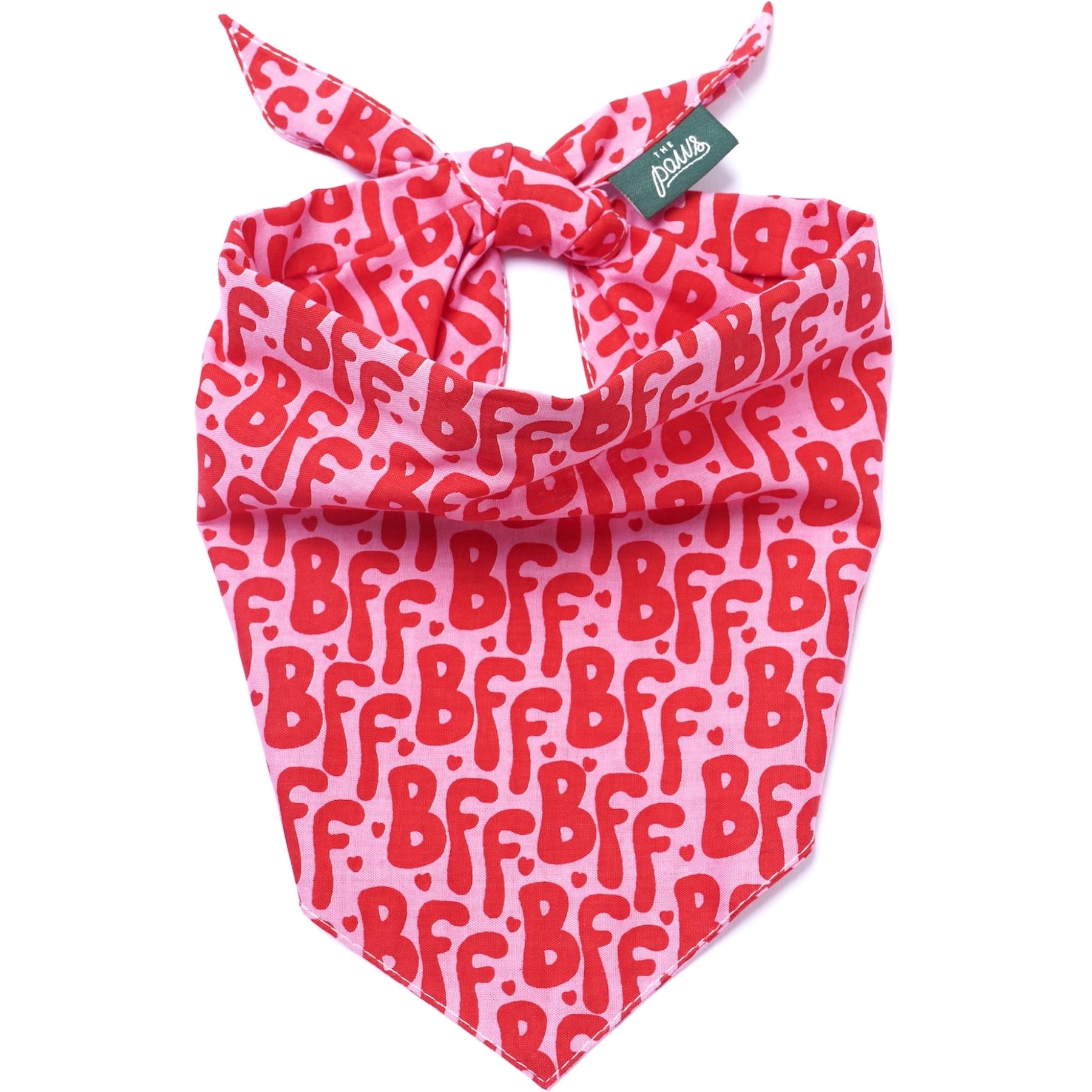 The Paws Valentine's Day BFF Dog & Cat Bandana, Pink, Medium
